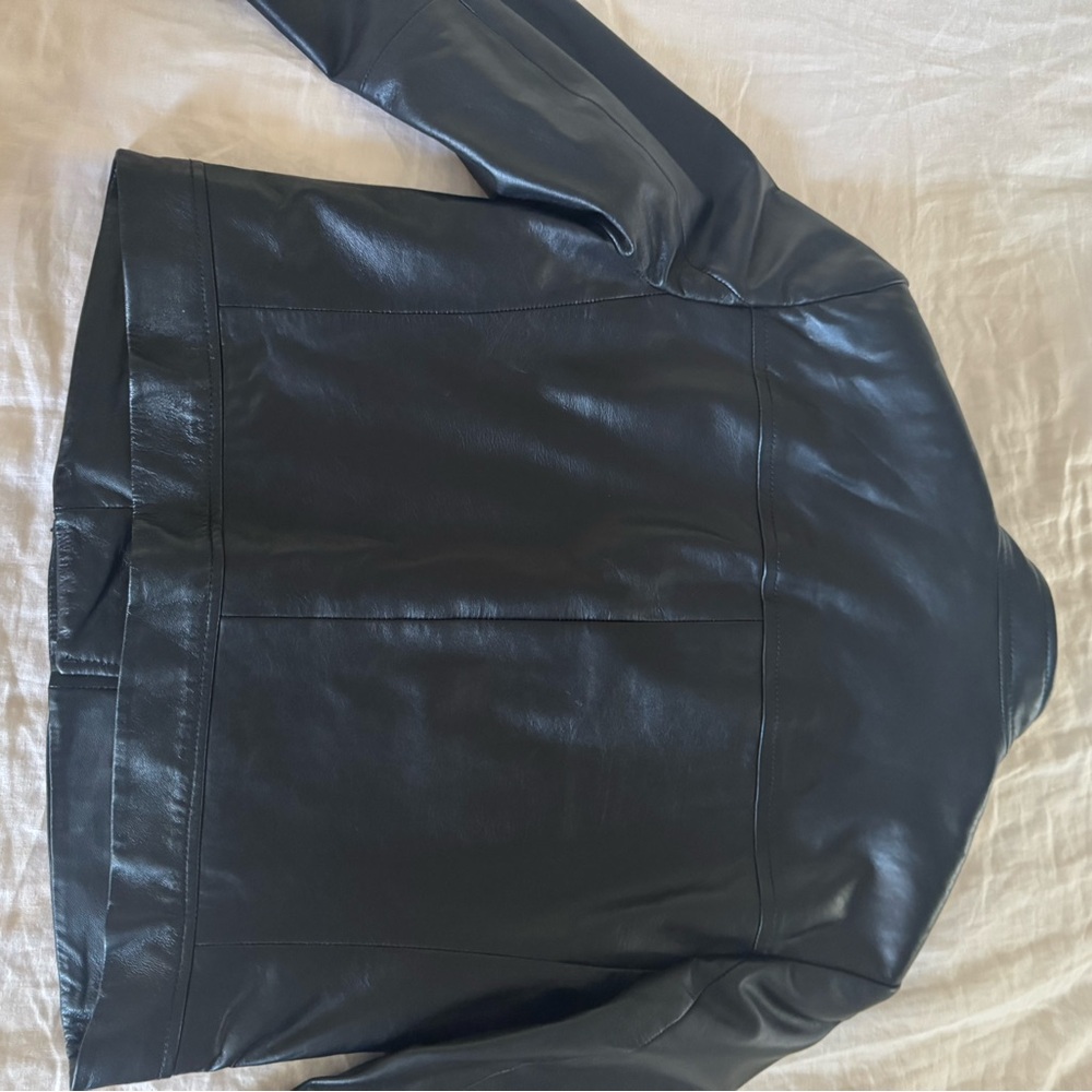 Michael Kors Black Leather Moto Jacket with Gold Hardware - Picture 5 of 7